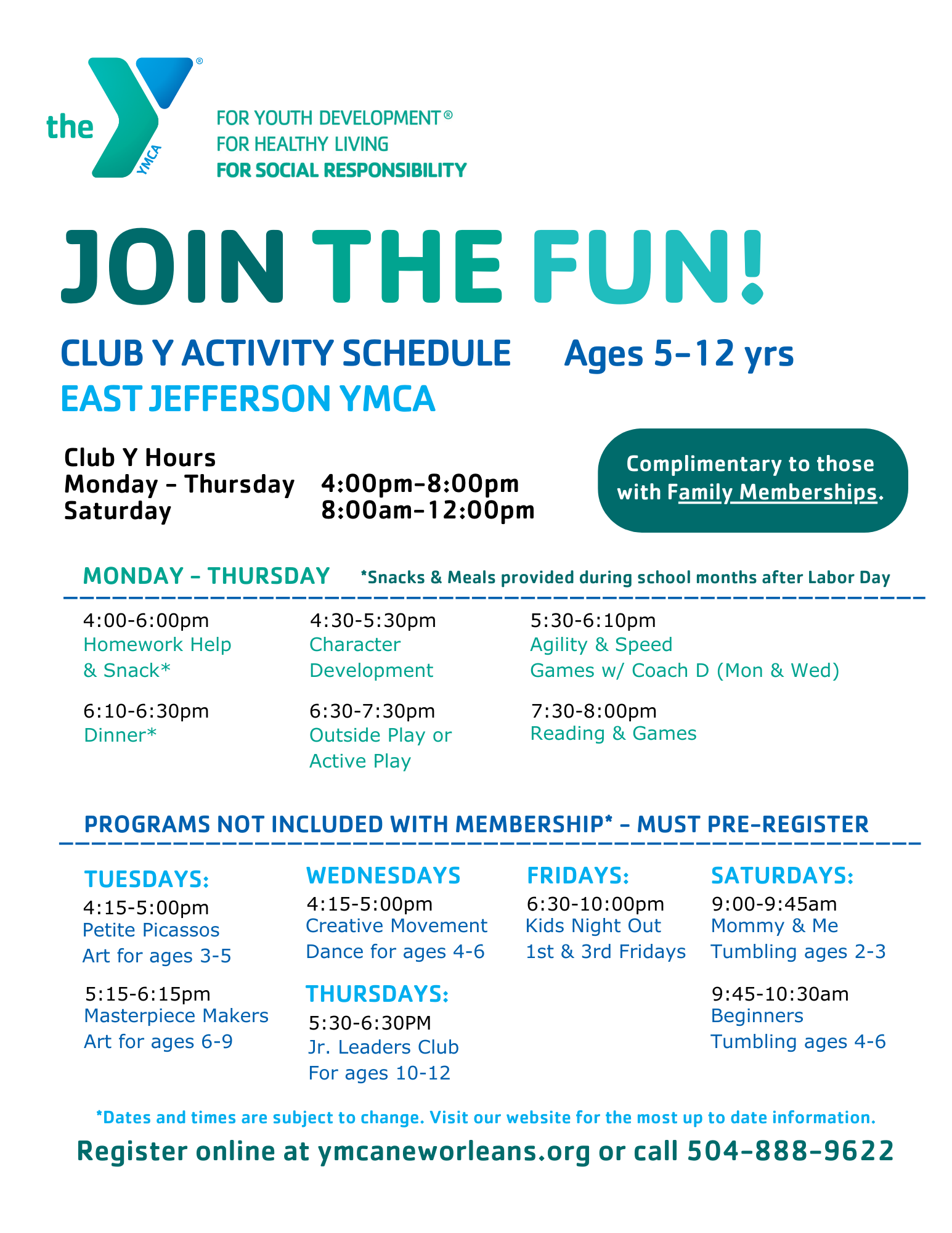 Childcare and Youth Programs - YMCA of Greater New Orleans